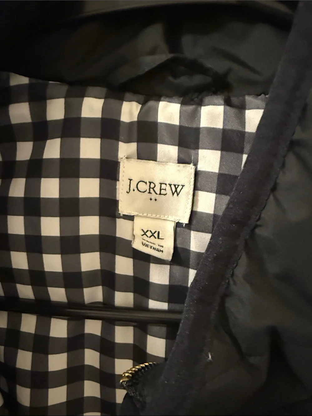 J. Crew Black Quilted Vest with Gingham Lining - Picture 2 of 2